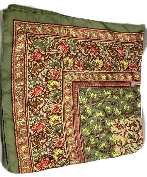 HERMES（エルメス）HERMES (エルメス) カレ90 インドの狩猟 グリーンの古着・服飾アイテム