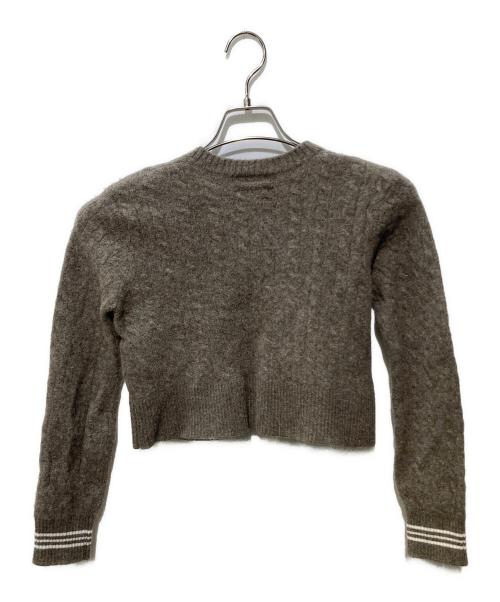 Mila Owen（ミラオーウェン）Mila Owen (ミラオーウェン) カシミヤタッチ配色ケーブルニットカーディガン ブラウン サイズ:SIZE 0の古着・服飾アイテム