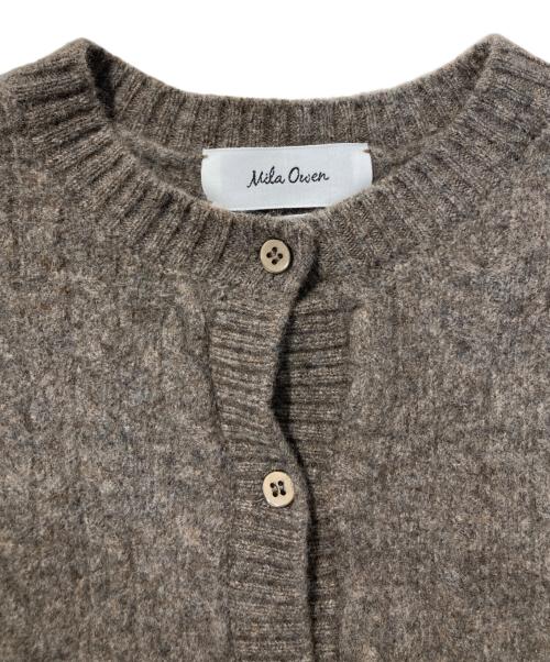 Mila Owen（ミラオーウェン）Mila Owen (ミラオーウェン) カシミヤタッチ配色ケーブルニットカーディガン ブラウン サイズ:SIZE 0の古着・服飾アイテム