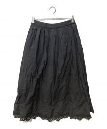 KAGURE（カグレ）の古着「刺繍ギャザースカート」｜ブラック