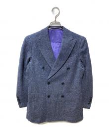 Custom Tailor BEAMS（カスタムテーラービームス）の古着「ドネガルツイードピークドラペルダブルブレストジャケット&ドネガルツイードスラックス」｜ネイビー