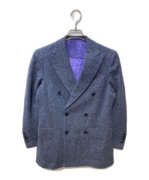 Custom Tailor BEAMS（カスタムテーラービームス）Custom Tailor BEAMS (カスタムテーラービームス) ドネガルツイードピークドラペルダブルブレストジャケット&ドネガルツイードスラックス ネイビー サイズ:サイズ表記無しの古着・服飾アイテム