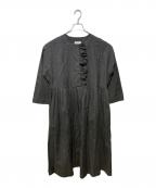 magaliマガリ）の古着「コットンリネンフリルワンピース」｜ブラウン