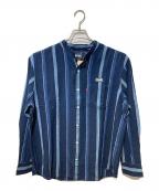 LEVI'S×oasisリーバイス×オアシス）の古着「ストライプバンドカラーシャツ」｜インディゴ