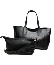 USED（ユーズド）の古着「クロコレザーバッグ」｜ブラック