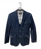 BURBERRY BLACK LABELバーバリーブラックレーベル）の古着「銀ボタンノヴァチェックテーラードジャケット」｜ネイビー
