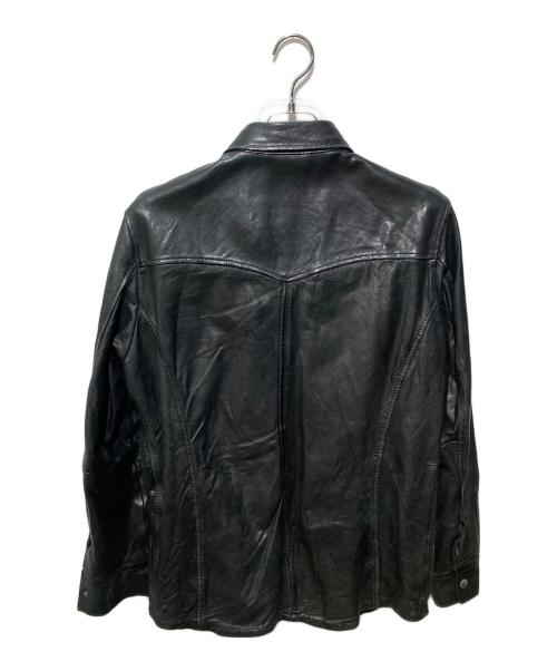 INTERMEZZO（インターメッツォ）INTERMEZZO (インターメッツォ) レザーシャツジャケット ブラック サイズ:Lの古着・服飾アイテム