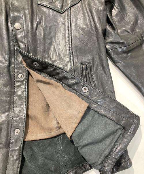 INTERMEZZO（インターメッツォ）INTERMEZZO (インターメッツォ) レザーシャツジャケット ブラック サイズ:Lの古着・服飾アイテム