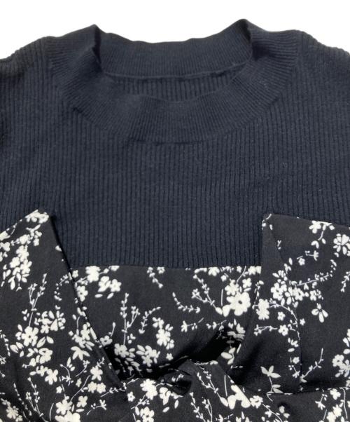 PROPORTION BODY DRESSING（プロポーションボディドレッシング）PROPORTION BODY DRESSING (プロポーションボディドレッシング) フロントリボン花柄ドッキングワンピース ブラック サイズ:PS 未使用品の古着・服飾アイテム