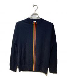 PAUL SMITH（ポールスミス）の古着「ア-ティストストライプクルーネックニット」｜ネイビー
