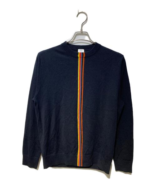 PAUL SMITH（ポールスミス）Paul Smith (ポールスミス) ア-ティストストライプクルーネックニット ネイビー サイズ:Mの古着・服飾アイテム