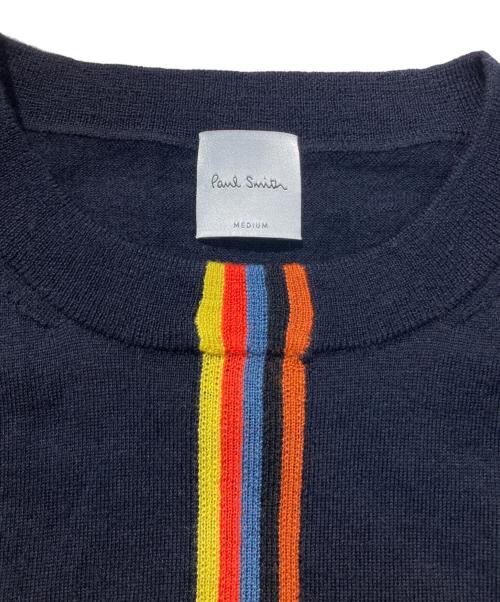 PAUL SMITH（ポールスミス）Paul Smith (ポールスミス) ア-ティストストライプクルーネックニット ネイビー サイズ:Mの古着・服飾アイテム