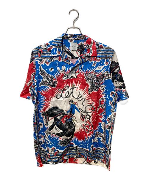 PAUL SMITH（ポールスミス）PAUL SMITH (ポールスミス) カウボーイプリントオープンカラーシャツ ブルー×レッド サイズ:Ⅿの古着・服飾アイテム
