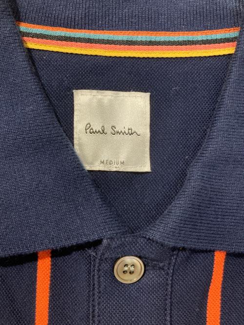 PAUL SMITH（ポールスミス）PAUL SMITH (ポールスミス) ストライプ半袖ポロシャツ ネイビー サイズ:Mの古着・服飾アイテム