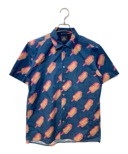 PS Paul Smith（ＰＳポールスミス）PS Paul Smith (ＰＳポールスミス) アイスキャンディオープンカラーシャツ ネイビー サイズ:Ⅿの古着・服飾アイテム