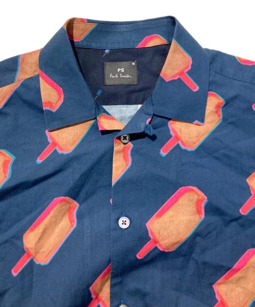 PS Paul Smith（ＰＳポールスミス）PS Paul Smith (ＰＳポールスミス) アイスキャンディオープンカラーシャツ ネイビー サイズ:Ⅿの古着・服飾アイテム