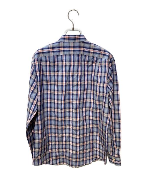 PAUL SMITH（ポールスミス）PAUL SMITH (ポールスミス) リネン混チェックシャツ ブルー サイズ:Mの古着・服飾アイテム