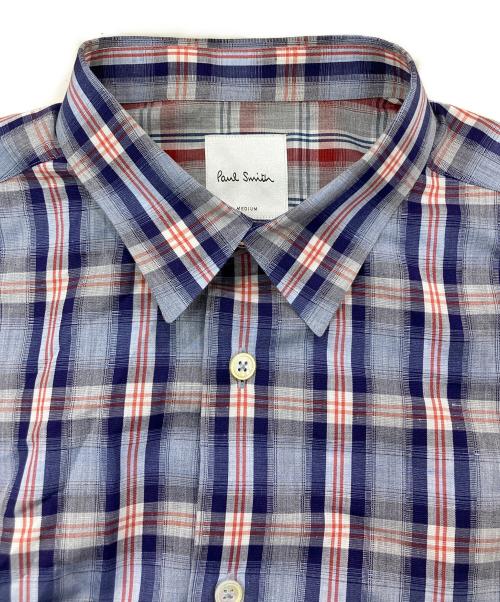 PAUL SMITH（ポールスミス）PAUL SMITH (ポールスミス) リネン混チェックシャツ ブルー サイズ:Mの古着・服飾アイテム