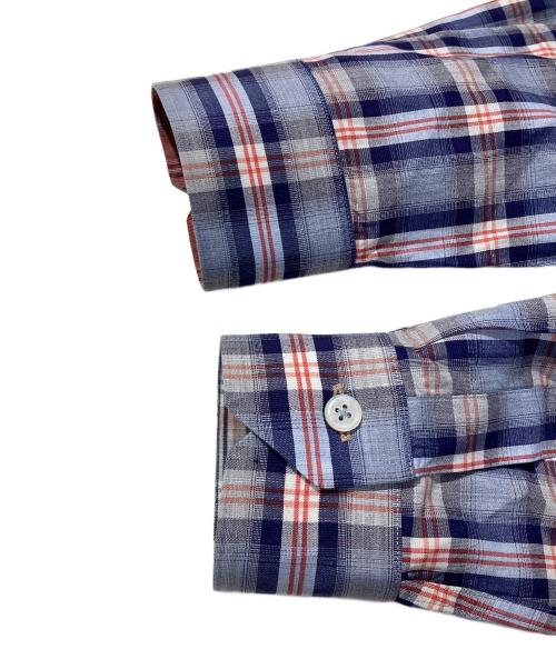 PAUL SMITH（ポールスミス）PAUL SMITH (ポールスミス) リネン混チェックシャツ ブルー サイズ:Mの古着・服飾アイテム