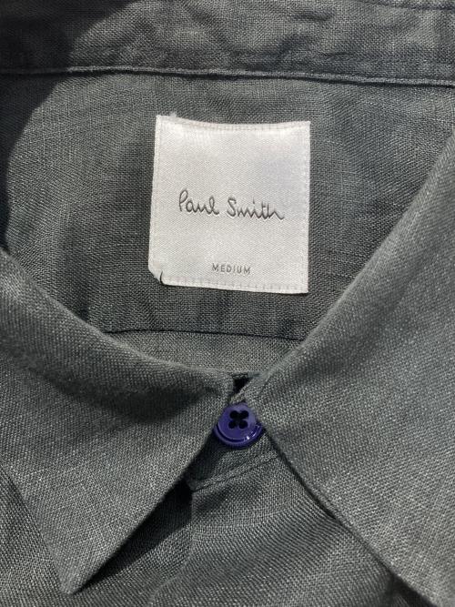 PAUL SMITH（ポールスミス）Paul Smith (ポールスミス) リネンショートスリーブシャツ グリーン サイズ:Mの古着・服飾アイテム