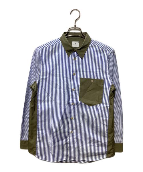 PS Paul Smith（ＰＳポールスミス）PS Paul Smith (ＰＳポールスミス) 切替ストライプシャツ スカイブルー サイズ:Mの古着・服飾アイテム
