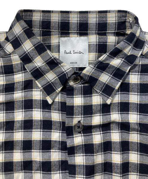 PAUL SMITH（ポールスミス）Paul Smith (ポールスミス) コットンチェックシャツ ホワイト×ブラック サイズ:Mの古着・服飾アイテム