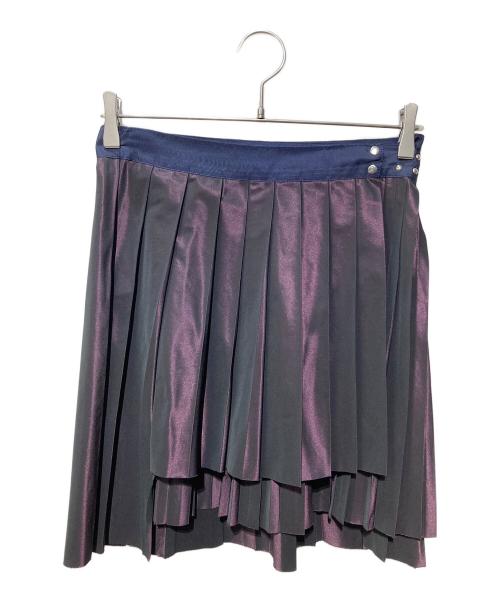 sacai（サカイ）sacai (サカイ) スタッズギャザープリーツアシンメトリースカート パープル サイズ:１の古着・服飾アイテム