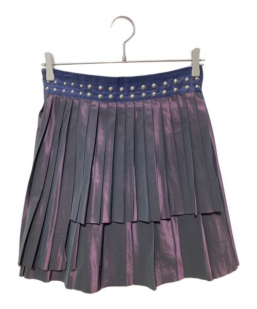 sacai（サカイ）sacai (サカイ) スタッズギャザープリーツアシンメトリースカート パープル サイズ:１の古着・服飾アイテム