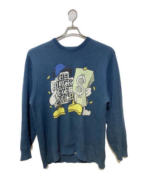 BlackEyePatch（ブラックアイパッチ）BlackEyePatch (ブラックアイパッチ) クルーネックニット ブルー サイズ:Mの古着・服飾アイテム