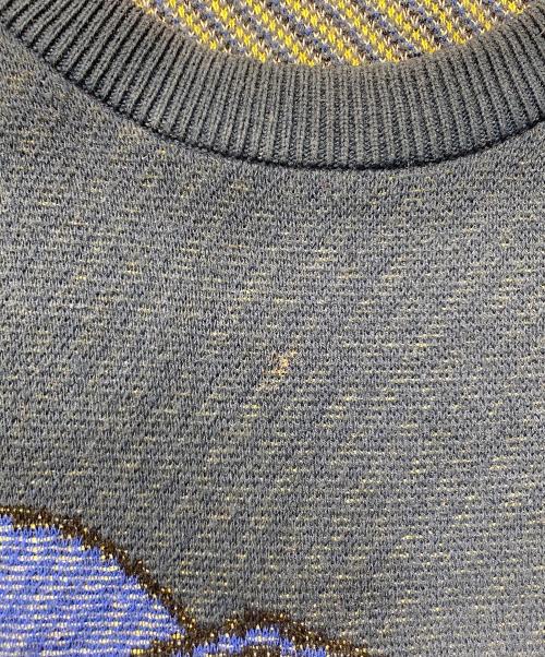 BlackEyePatch（ブラックアイパッチ）BlackEyePatch (ブラックアイパッチ) クルーネックニット ブルー サイズ:Mの古着・服飾アイテム