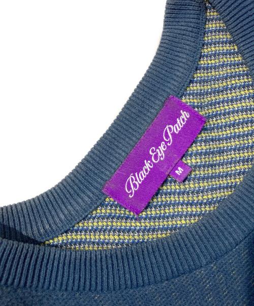 BlackEyePatch（ブラックアイパッチ）BlackEyePatch (ブラックアイパッチ) クルーネックニット ブルー サイズ:Mの古着・服飾アイテム