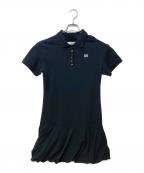 furfurファーファー）の古着「ロゴ刺繡ポロシャツミニワンピース」｜ブラック