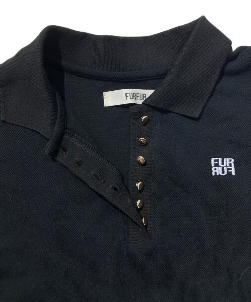 furfur（ファーファー）furfur (ファーファー) ロゴ刺繡ポロシャツミニワンピース ブラック サイズ:FREEの古着・服飾アイテム