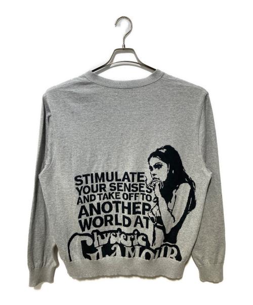 Hysteric Glamour（ヒステリックグラマー）Hysteric Glamour (ヒステリックグラマー) SMOKING GIRLジャカード カーディガン グレー サイズ:Ⅼの古着・服飾アイテム