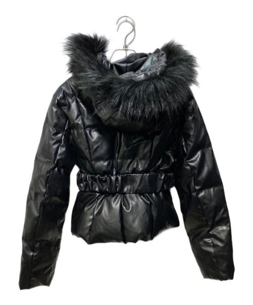 GYDA（ジェイダ）GYDA (ジェイダ) GD Belted Faux Leather Short Down Coat　ベルト付きフェイクレザーショートダウンコート ブラック サイズ:FREEの古着・服飾アイテム