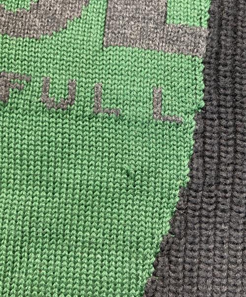 DIESEL（ディーゼル）DIESEL (ディーゼル) センターロゴツートンニット グリーン×ブラック サイズ:Lの古着・服飾アイテム