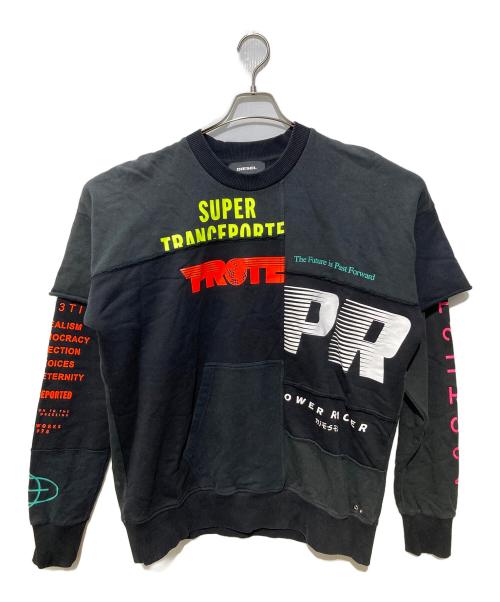 DIESEL（ディーゼル）DIESEL (ディーゼル) ドッキングスウェット ブラック サイズ:Ⅼの古着・服飾アイテム