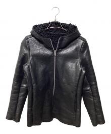 NO ID.（ノーアイディー）の古着「Lamb Vegetable Fake Mouton Reversible Hooded Blouson」｜ブラック