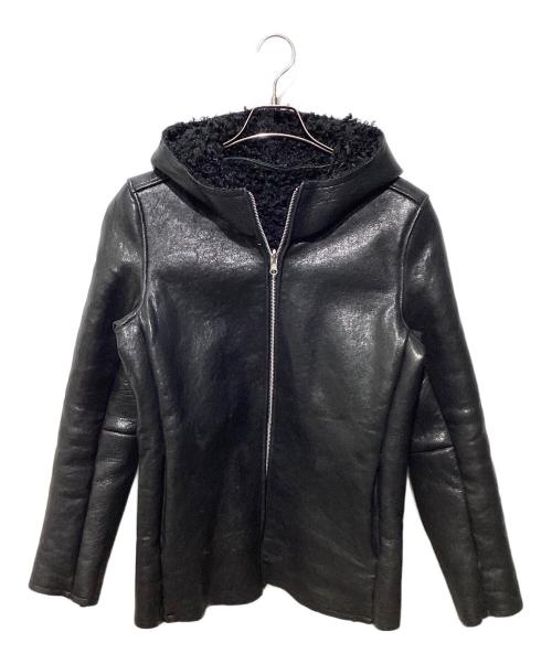 NO ID.（ノーアイディー）NO ID. (ノーアイディー) Lamb Vegetable Fake Mouton Reversible Hooded Blouson ブラック サイズ:SIZE2の古着・服飾アイテム