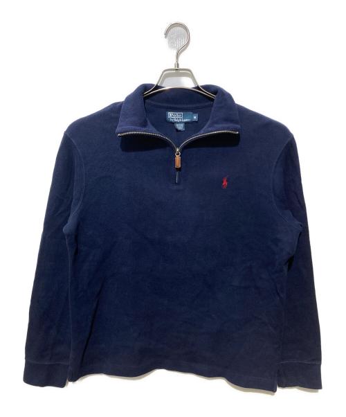 POLO RALPH LAUREN（ポロ・ラルフローレン）POLO RALPH LAUREN (ポロ・ラルフローレン) ハーフジップリブスウェット ネイビー サイズ:Mの古着・服飾アイテム