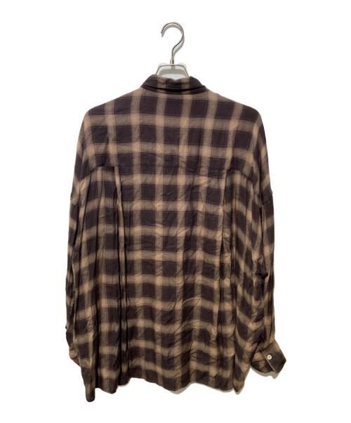 RIVE DROITE（リヴドロワ）RIVE DROITE (リヴドロワ) ウォッシュドチェックワイドシャツ ブラウン サイズ:FREEの古着・服飾アイテム