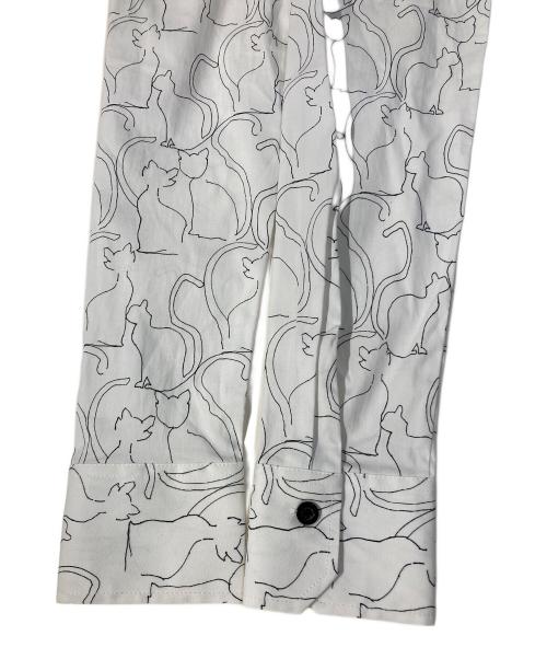 NARA CAMICIE（ナラカミーチェ）NARA CAMICIE (ナラカミーチェ) キャットプリントシャツ ホワイト サイズ:Sの古着・服飾アイテム
