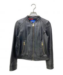 BLUE LABEL CRESTBRIDGE（ブルーレーベルクレストブリッジ）の古着「シングルライダースジャケット」｜ブラック