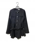 darichダーリッチ）の古着「ボックスプリーツツイードミニワンピース」｜ブラック