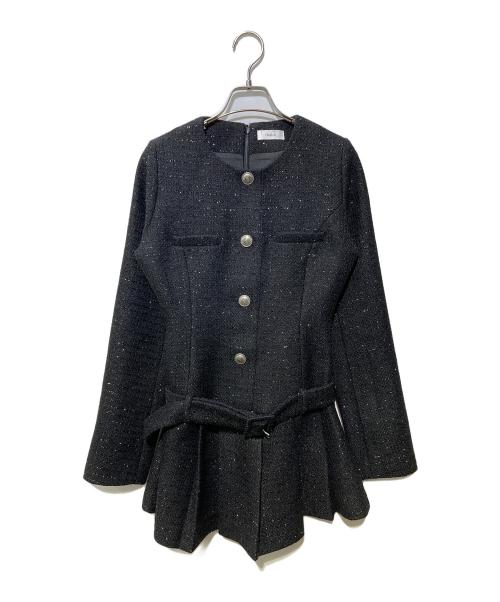 darich（ダーリッチ）darich (ダーリッチ) ボックスプリーツツイードミニワンピース ブラック サイズ:FREEの古着・服飾アイテム