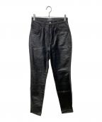 VERSACE JEANS COUTUREヴェルサーチ ジーンズクチュール）の古着「レザー切替デニムパンツ」｜ブラック