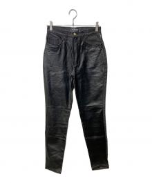 VERSACE JEANS COUTURE（ヴェルサーチ ジーンズクチュール）の古着「レザー切替デニムパンツ」｜ブラック