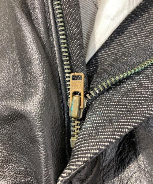 VERSACE JEANS COUTURE（ヴェルサーチ ジーンズクチュール）VERSACE JEANS COUTURE (ヴェルサーチ ジーンズクチュール) レザー切替デニムパンツ ブラック サイズ:FREEの古着・服飾アイテム