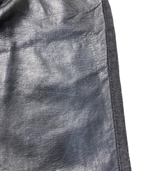 VERSACE JEANS COUTURE（ヴェルサーチ ジーンズクチュール）VERSACE JEANS COUTURE (ヴェルサーチ ジーンズクチュール) レザー切替デニムパンツ ブラック サイズ:FREEの古着・服飾アイテム