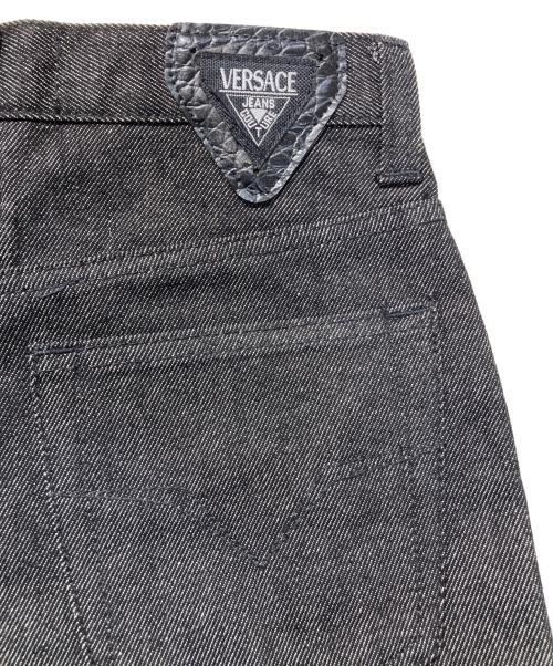 VERSACE JEANS COUTURE（ヴェルサーチ ジーンズクチュール）VERSACE JEANS COUTURE (ヴェルサーチ ジーンズクチュール) レザー切替デニムパンツ ブラック サイズ:FREEの古着・服飾アイテム